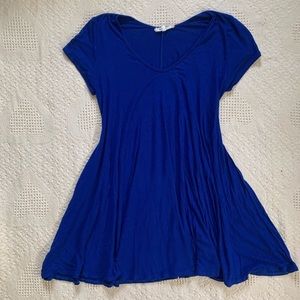 Royal blue mini swing dress; size M